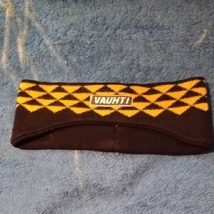 Vintage Vauhti Ski Snowboard Winter Wool Black and Yellow Headband